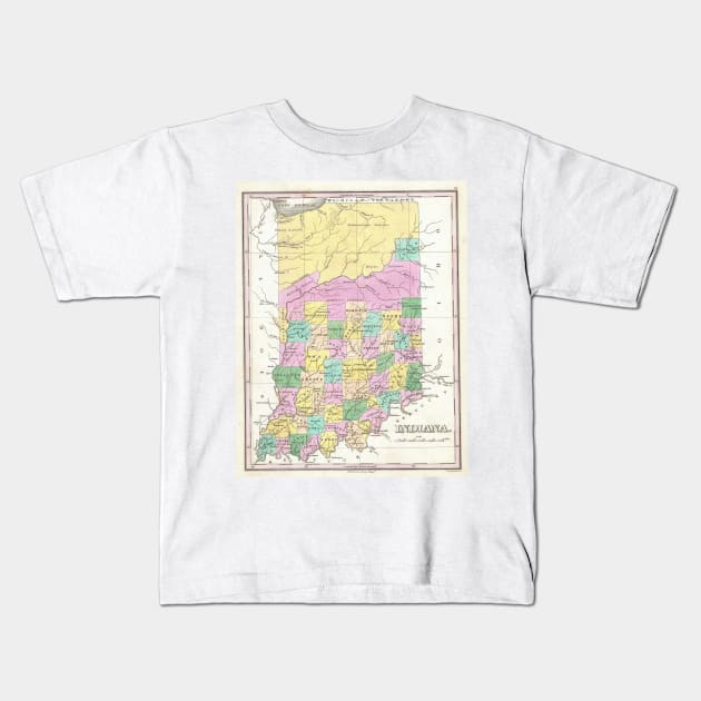 Vintage Map of Indiana (1827) Kids T-Shirt by Bravuramedia